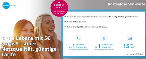 Lebara + 5 EUR Startguthaben