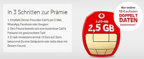 Vodafone CallYa Freikarte + 5 EUR Startguthaben